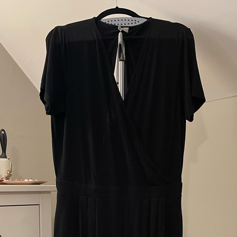 ASOS DESIGN wrap front jersey jumpsuit with short sleeves